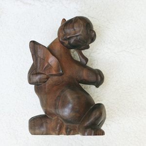 Vintage Bali Traditional Dancer Figurine Indonesia Wood Carving Sculpture. Asia Folk Art Home Decor.