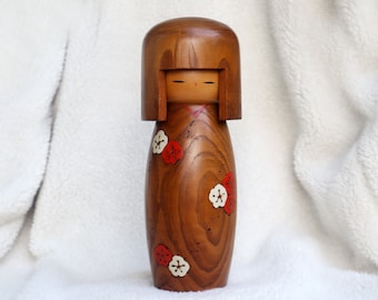 Vintage Japanese Creative Kokeshi Doll by Usaburo Okamoto Wood Carving Figurine. Japan Wood Craft. Asian Doll Special Gift Collection.