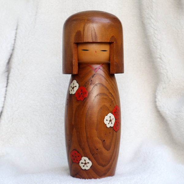 Vintage Japanese Creative Kokeshi Doll by Usaburo Okamoto Wood Carving Figurine. Japan Wood Craft. Asian Doll Special Gift Collection.