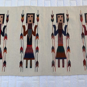 Vintage Mexican Pictorial Aztec Corn Maiden Weaving Oaxaca Zapotec Hand Woven Wool Rug Wall Hanging Tapestry Southwestern Blanket Home Decor