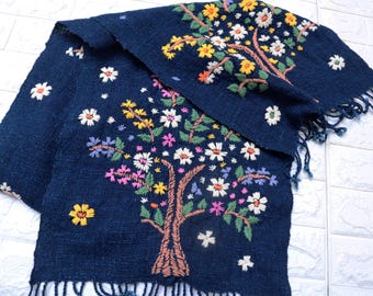 ヴィンテージモン族の布刺繍：アジアの民芸品タペストリー壁掛け