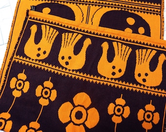 Vintage Finnish Täkänä Double Weave Wall Hanging Bird Flower Theme Design by Lapuan Kankurit Wool Rug Scandinavian Tapestry Home Decor.