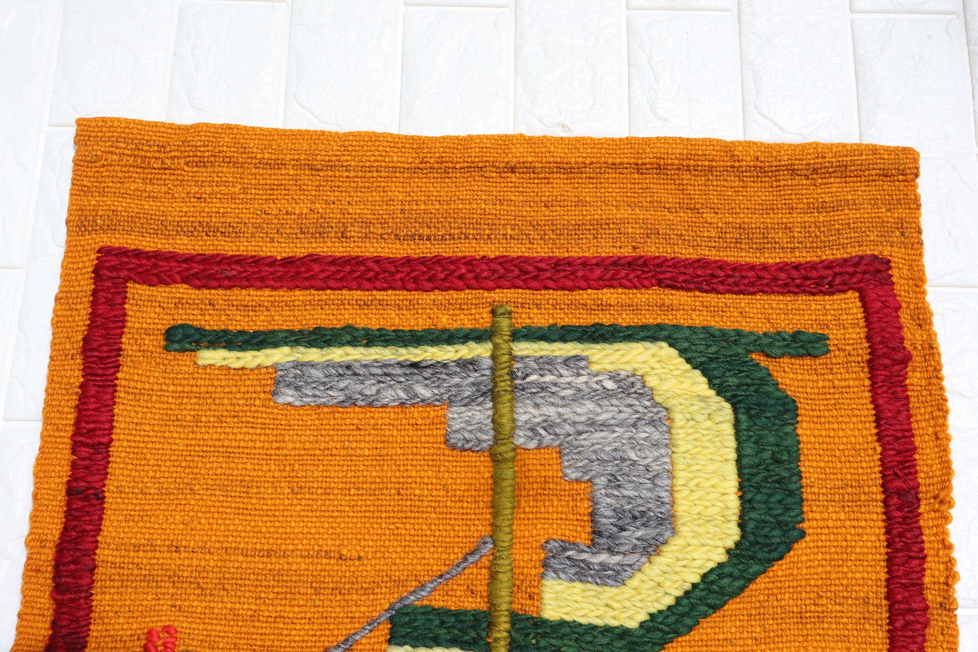 ポーランド製♪ビンテージ ZWW♪キリム ラグ 壁掛け 130cm♪アート作品 民族 インテリア ディスプレイ アンティーク 壁飾り織物 ラグマット ヴィンテージのポーランドキリムのタペストリー、1970年代のウールラグ