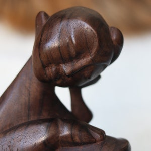 Vintage Bali Musician Figurine Cymbal Player Indonesia Wood Carving Sculpture. Asia Handicrafts Home Decor.