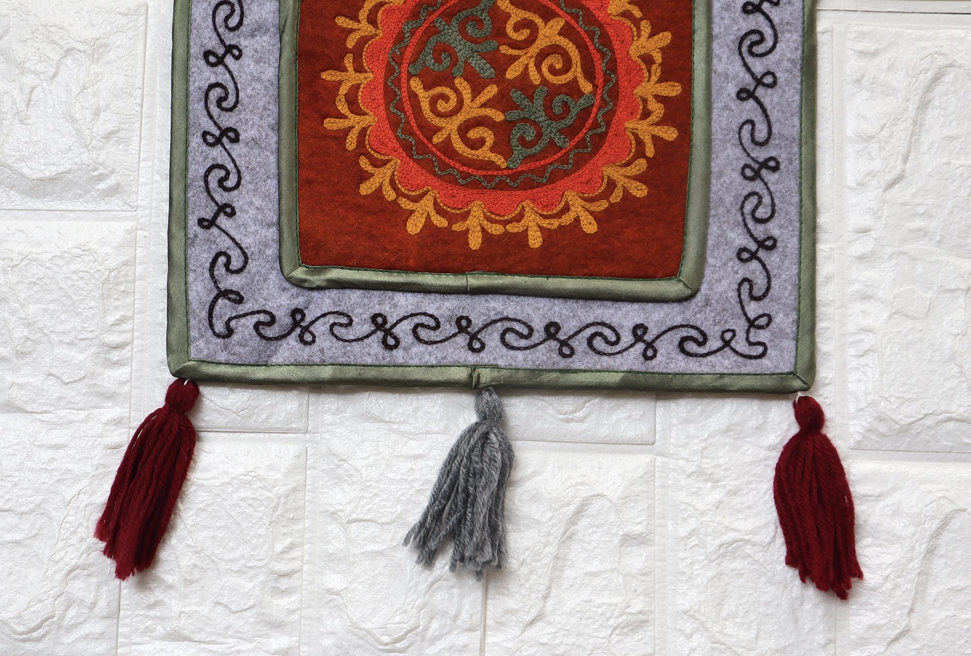 Vintage Kyrgyz Felt Wall Hanging Yurt Pattern Handcraft