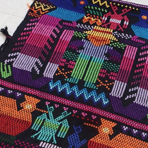Vintage Guatemala Wall Hanging Quetzal Bird Motif Hand Embroidery Weaving Rug Tapestry Folk Art Textile Home Decor Bird Lover Latin America.