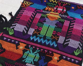 Vintage Guatemala Quetzal Bird Tapestry: Hand Embroidered Folk Art Wall Hanging