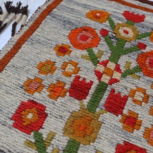 Poland Vintage Cepelia Tapestry Flower Bouquet Pattern Wool Rug Sumak Kilim Polish Wall Hanging Handwoven Folk Art Home Decor Nature Lovers.