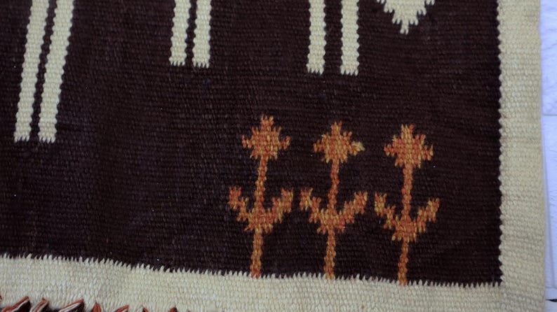 Vintage Scandinavian Style Wool Tapestry Peacock Motif Wall Hanging Rug Folk Art Home Decor. image 10