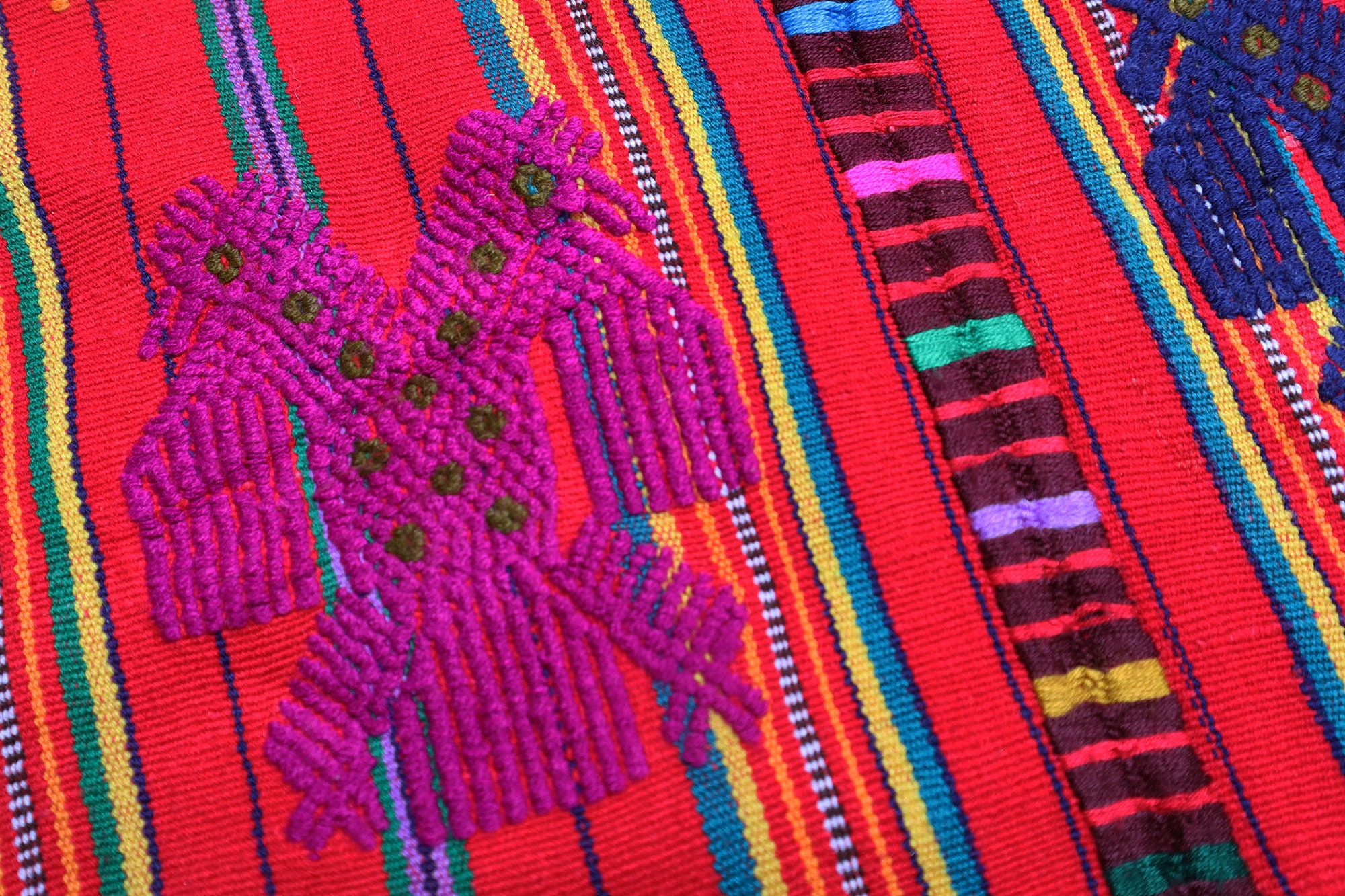 ヴィンテージ グアテマラ ツテ刺繍：マヤの民芸タペストリー 壁掛け 