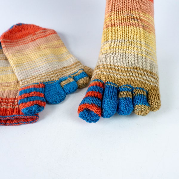 Toe socks, summer socks, hand-knitted from sock yarn, no wool, suitable for allergy sufferers, 38-40, handmade, blue, beige, pink, orange