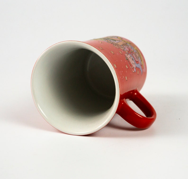 Christmas market cup, mulled wine, vintage cup, Dortmund, used, with naive patterns, annual cup 1998, red image 5