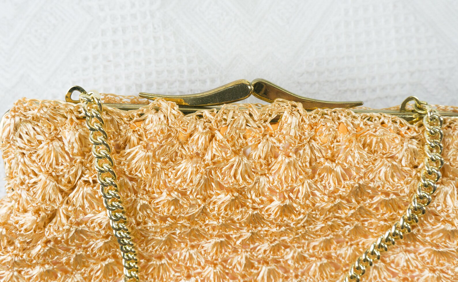 Handbag crochet pattern evening bag 1950s salmon color Etsy