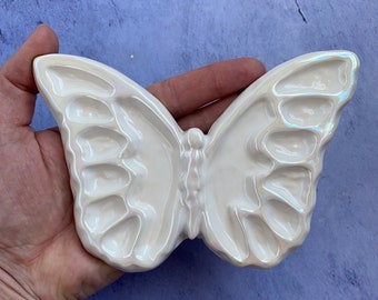 Ceramic watercolor palette butterfly hand carved palette with mother of pearl finish