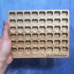 Hickory wood watercolor empty palette for my heart shaped metal 1/4 pans, 48 wells ( not for poring paint directly into the wells )