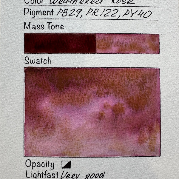 Handmade Weathered rose granulating watercolor