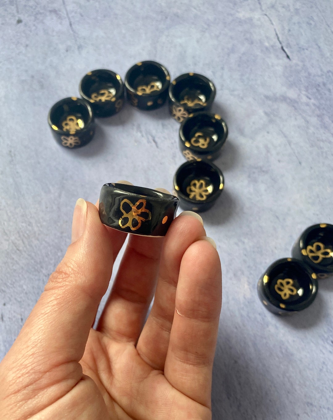 Ceramic Watercolor Pans Set of 12 Round Individual Pans Black Opal With Cold Over Glaze Etsy