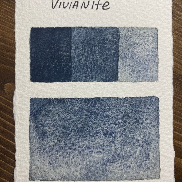Handmade Vivianite watercolor half pan/ granulating watercolor/ natural watercolor/ rare earth pigment