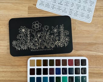 LIMITED EDITION   36 colors , 1/4 pan  ( 1 ml ) metal tin set with 3d print insert