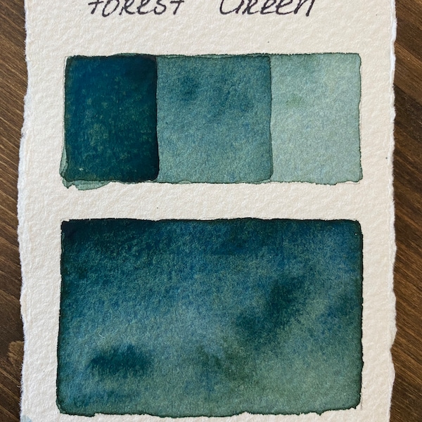 Handmade Forest green granulating watercolor