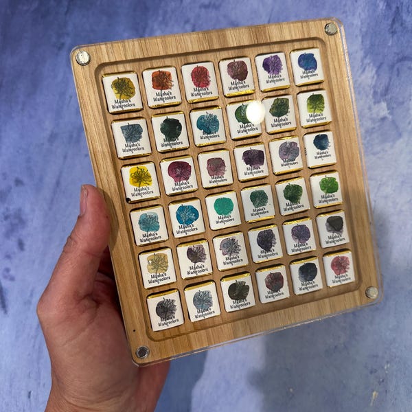 Hickory Watercolor Palette: 36 Granulating Half Pans - Popular selection