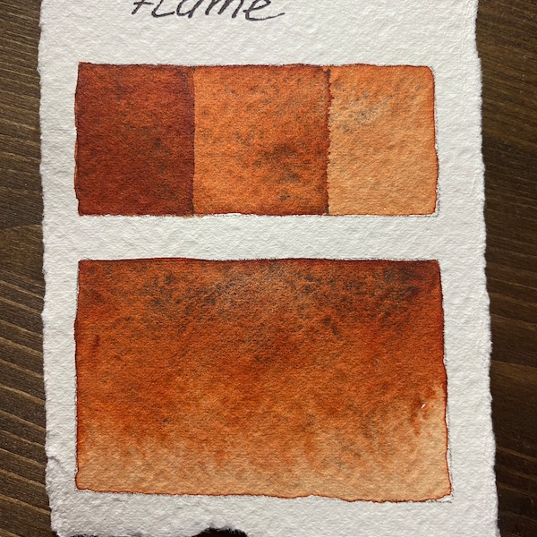 Handmade Flame granulating watercolor  ( naturally sparkly from hematite iron lust )