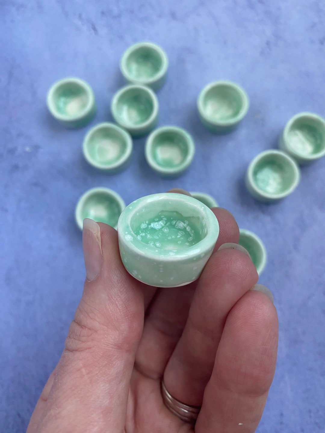 Ceramic Watercolor Pans Set of 12 Round Individual Pans Sea Foam Etsy