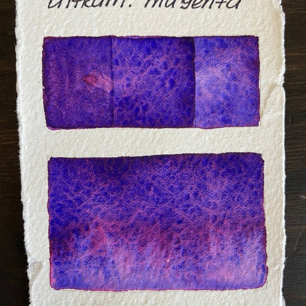 Handmade Ultramarine magenta granulating watercolor ( due to manufacturer changing formula color is slightly darker than previously )