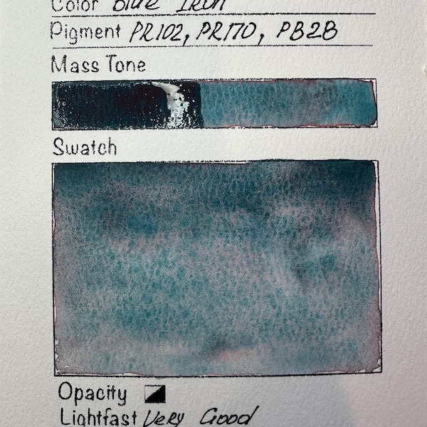 Handmade Blue iron granulating watercolor ( naturally sparkly from hematite iron lust )