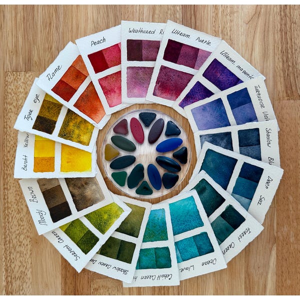 LANDSCAPE CHOICE SET Acrylic watercolor palette 16 wells handmade watercolor sample set