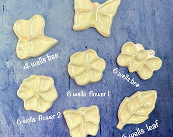 Mini  ceramic watercolor palettes flower , bee, leaf and butterfly handmade watercolor palette choose an option