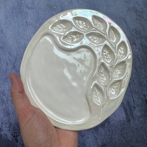 Ceramic Leaf mother of pearl watercolor palette with 12 wells handmade watercolor palette