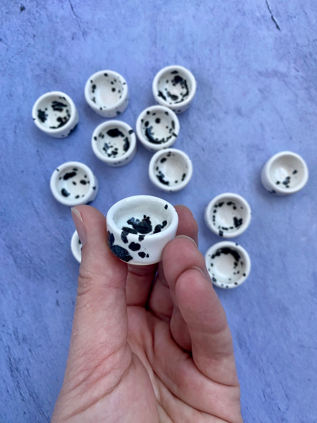 Ceramic Watercolor Pans Set of 2 Round Individual Pans Ink Spots Etsy