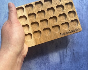 Hickory wood watercolor empty palette for my heart shaped metal 1/4 pans, 24 wells ( not for poring paint directly into the wells )