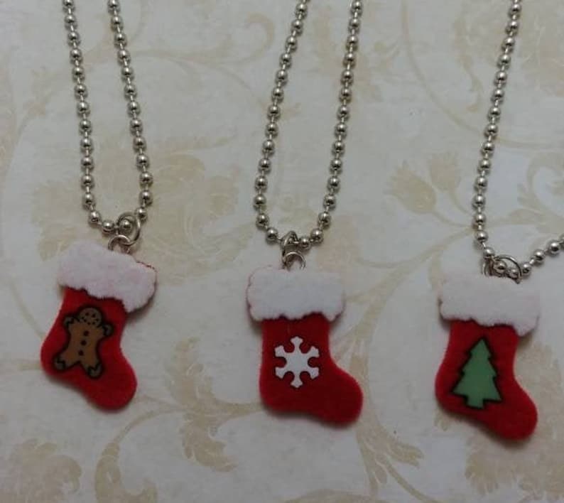 Christmas Necklaces-Christmas Stocking Necklaces-Christmas Red Stocking Necklaces