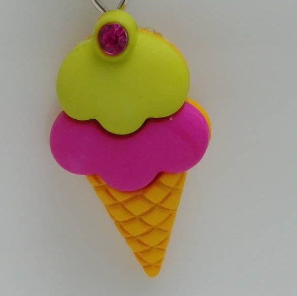 Ice Cream Cone Necklacesice Cream Jewelrykids Jewleryfood Etsy