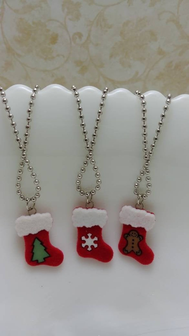 Christmas Necklaces-Christmas Stocking Necklaces-Christmas Red Stocking Necklaces