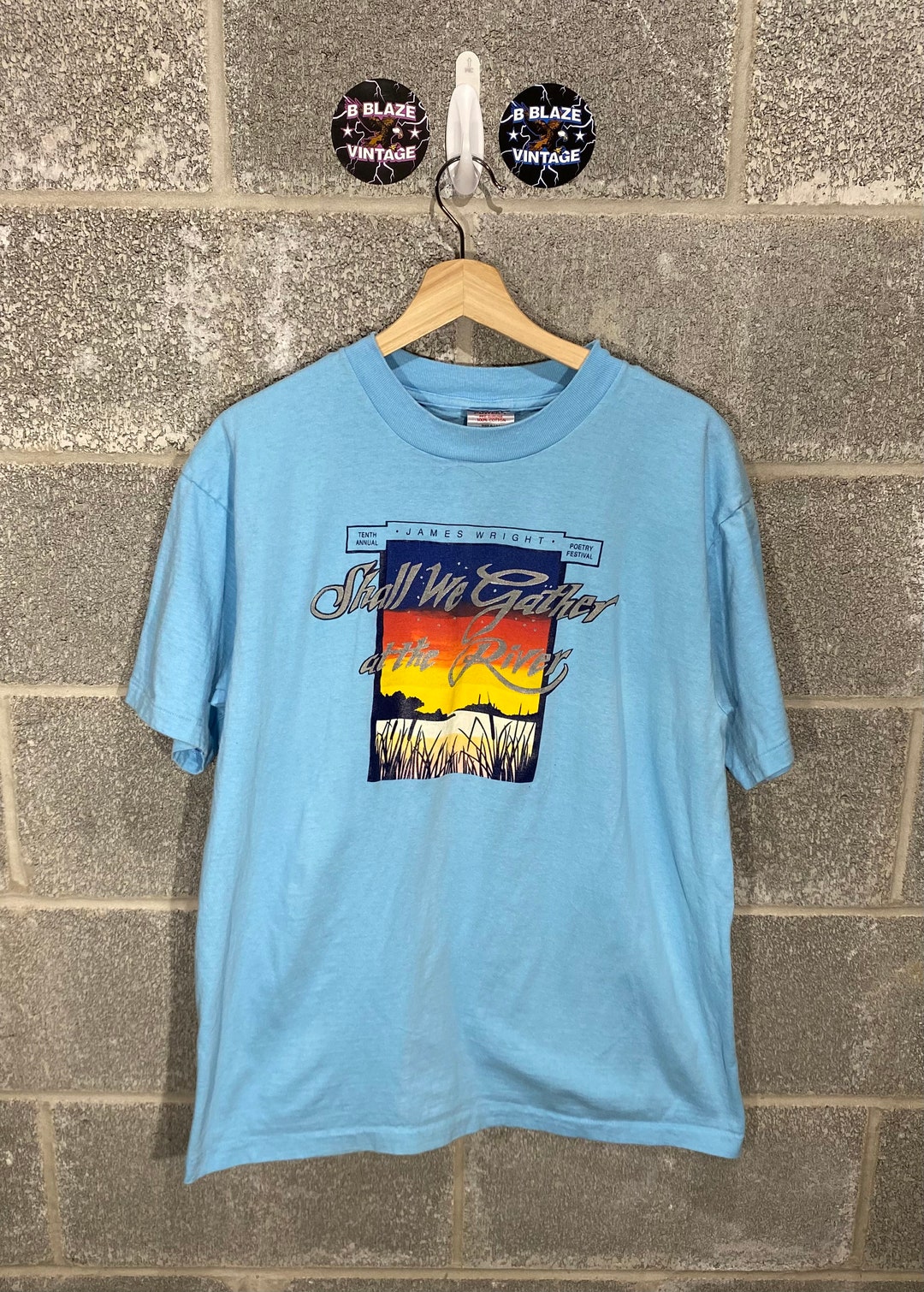 Vintage 1990s James Wright Poetry Festival Blue Single - Etsy