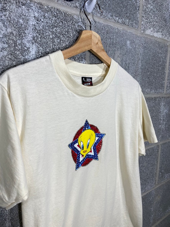 T-shirt Vintage Tweety Bird – Looney Tunes – Années 90 – Homme Noir Taille L
