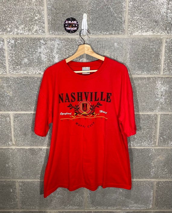 Vintage 1990s Nashville Tennessee Red Graphic T-S… - image 1