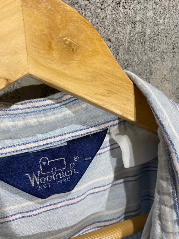 Vintage 1990s Blue Woolrich Pinstripe Button Up S… - image 3