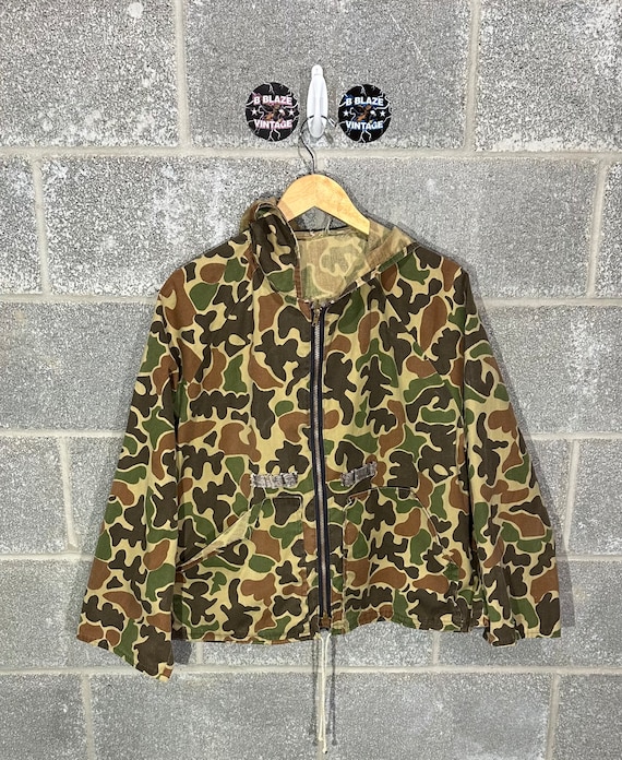 Vintage 1990s Camouflage Zip Up Long Sleeve Hooded