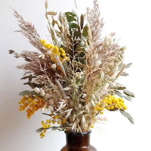 Trockenblumenstrauß für rustikale Dekoration und frühlingshafte Tischdekorationen – Strauß aus Gräsern und Bio-Trockenblumen – Wählen Sie Ihren – Unikate