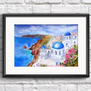 ガエーゴス　サントリーニ　絵画　アート A4サイズ「サントリーニ島」 絵画 hiroma2 通販 9936451｜Creema