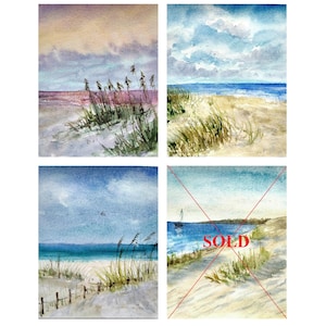Pintura de acuarela original Pintura costera Conjunto de postales de acuarela de Cape Cod Arte mural costero Postales de paisajes Arte mural de casas de playa
