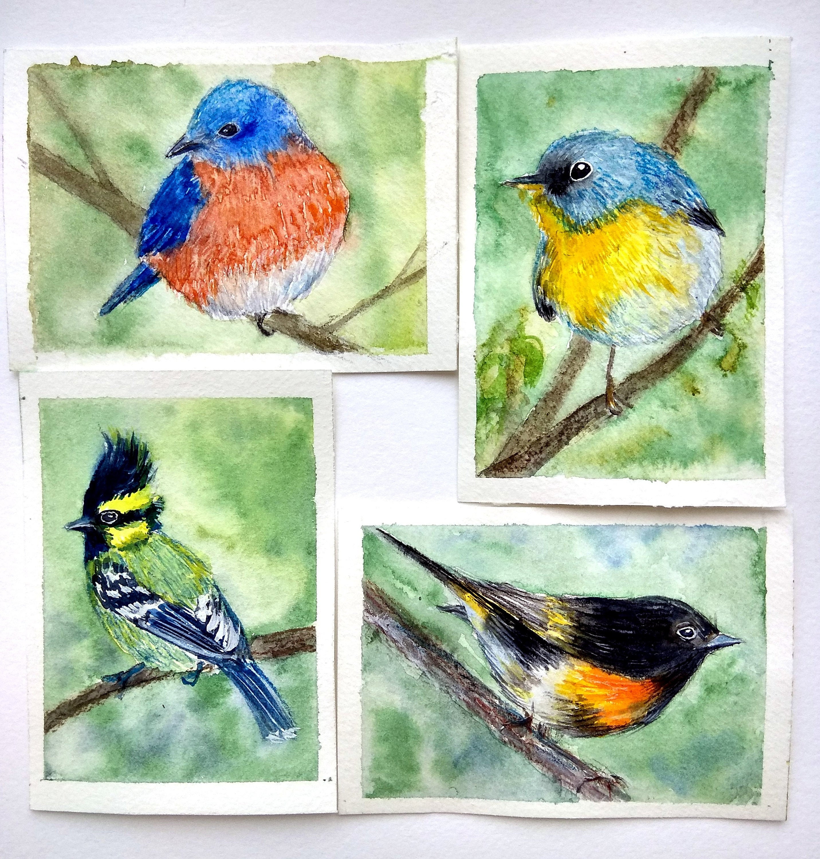 ACEO Painting Bird ATC aceo painting ACEO art original One of Etsy