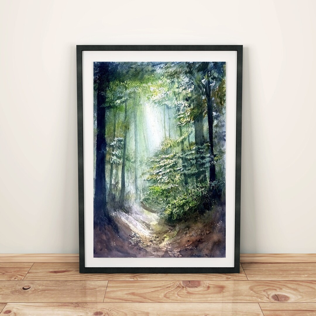 Original Watercolor Painting Enchanted Forest Painting - Etsy