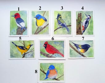 ACEO original art Aceo cards Birds original painting Aceo watercolor art Artist trading cards 2.5x3.5  ATC miniature Birdwatching Gifts