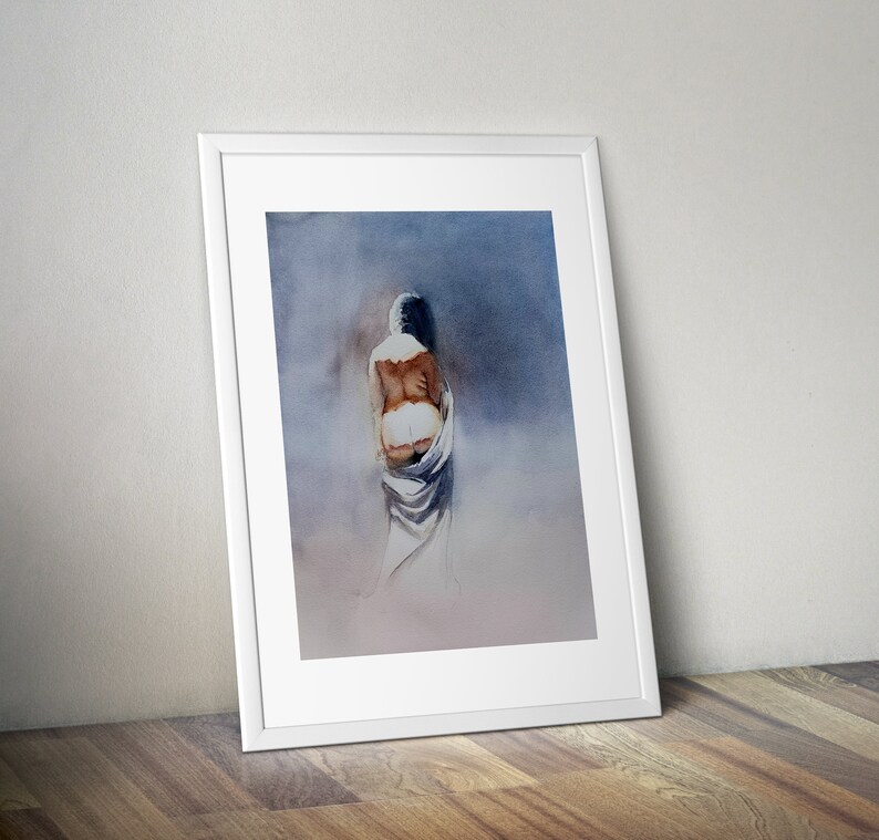 Original Watercolor Painting Naked Woman Painting Nude Art Erotic Wall Art Nude Painting Female