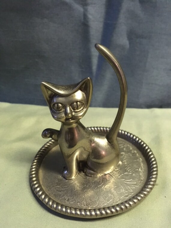 Vintage Silverplate Cat Paperweight Etsy